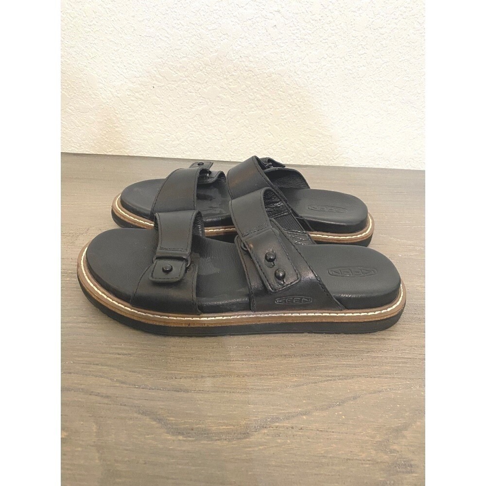 KEEN Lana Slide Sandals Womens‎ Black Leather Double Strap Comfort Shoes